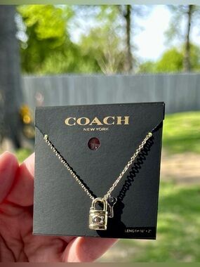 Coach Gold Lock and Key Necklace NWT